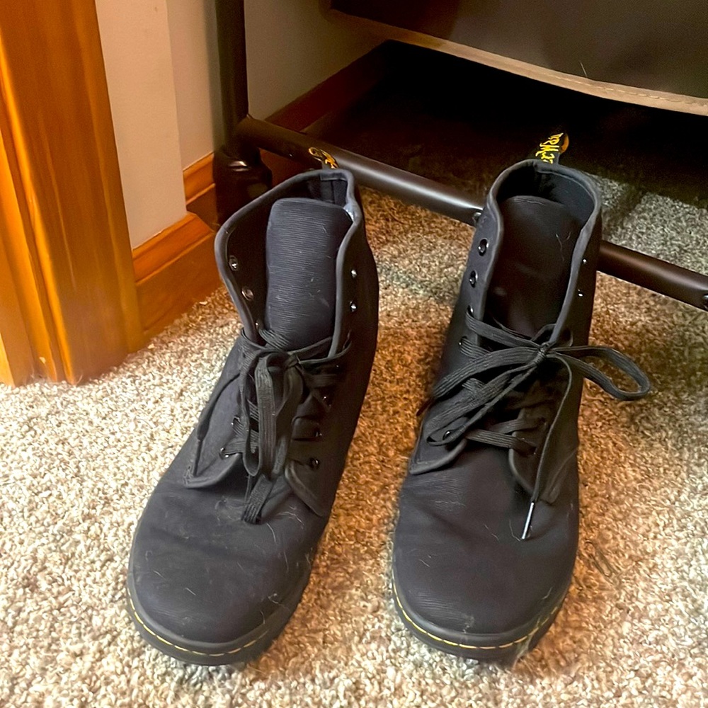 Black with yellow Dr. Martens